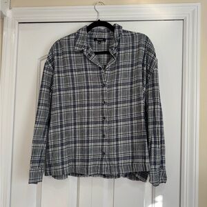Madewell Black, Blue, and White Plaid Button Down Shirt